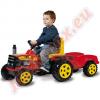 Farmer traktor utánfutóval pedálos piros színben Biemme