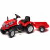 Farm Master 720i lábbal hajtós traktor utánfutóval piros színben - FALK